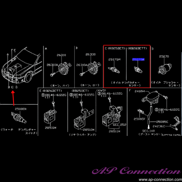 Nissan OEM oil temp sensor for RB26DETT