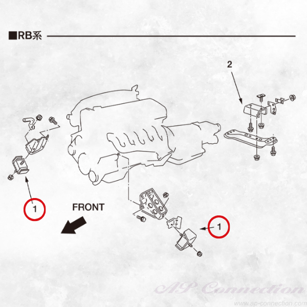 Reinforced front engine mounts for BNR32, BCNR33, BNR34, WGNC34