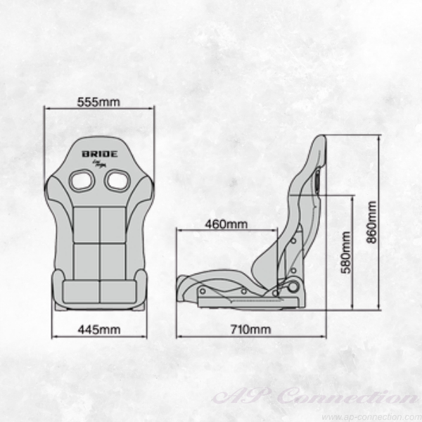 STRADIA III semi bucket seat with silver FRP shell, black, standard cushion