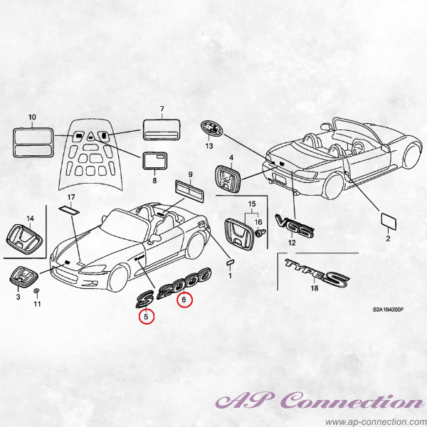 `S2000` emblem for AP1, AP2